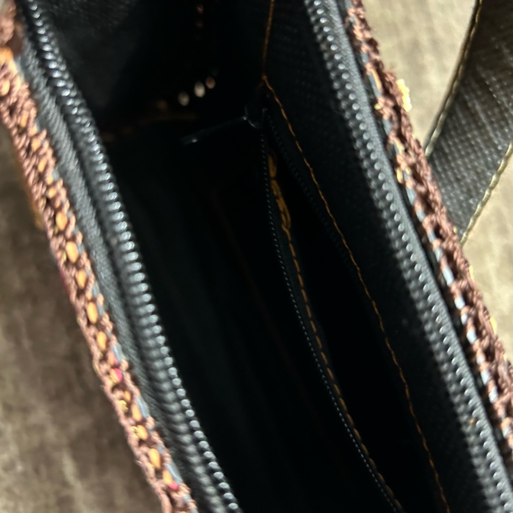 Boho Brown and Multicolor Embroidered Shoulder Bag - Picture 7 of 7